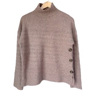 Max Studio Soft Pink Knit Textured Mock Neck Sweater, Small